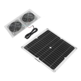 25W Solar Panel Fan Kit IPX65 Waterproof Low Noise Efficient Solar Powered Dual Fan for Chicken Coop Kennel Barn