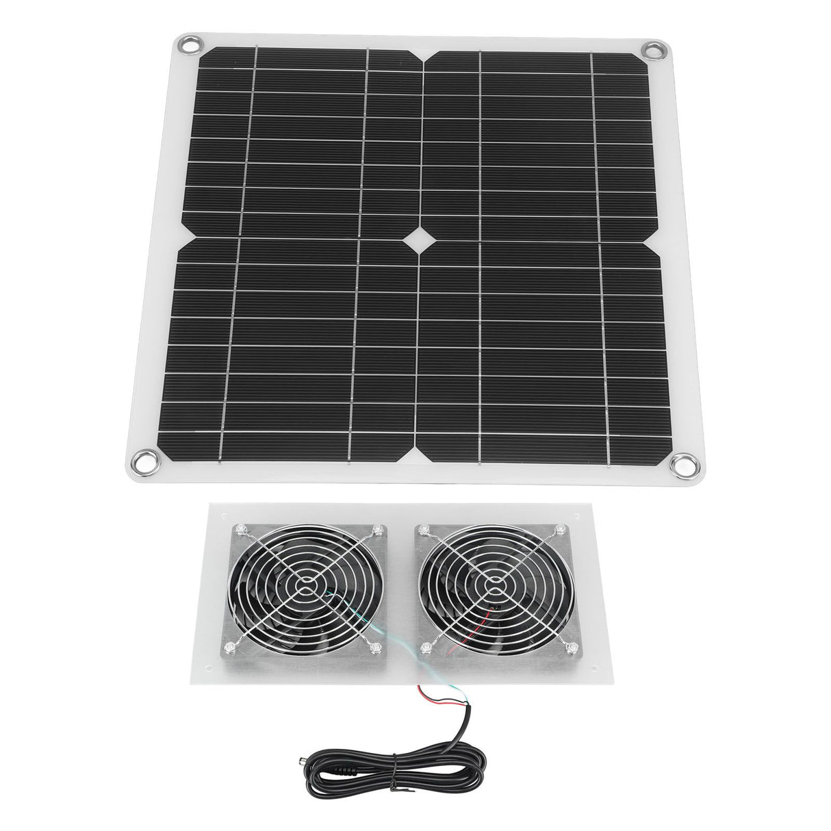 25W Solar Panel Fan Kit IPX65 Waterproof Low Noise Efficient Solar Powered Dual Fan for Chicken Coop Kennel Barn