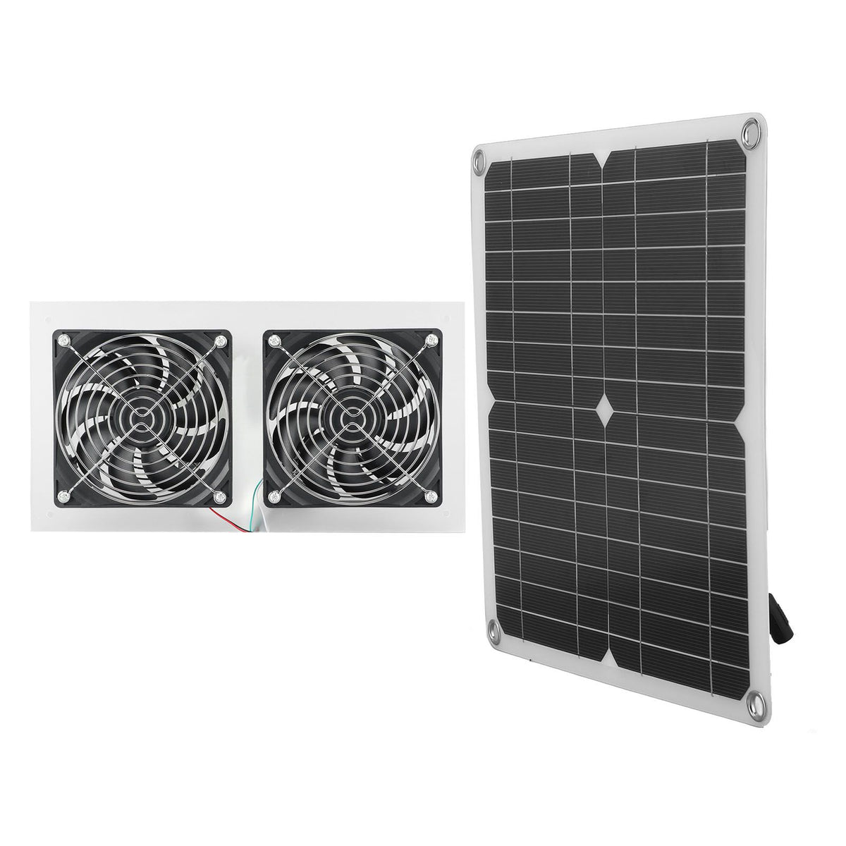25W Solar Panel Fan Kit IPX65 Waterproof Low Noise Efficient Solar Powered Dual Fan for Chicken Coop Kennel Barn