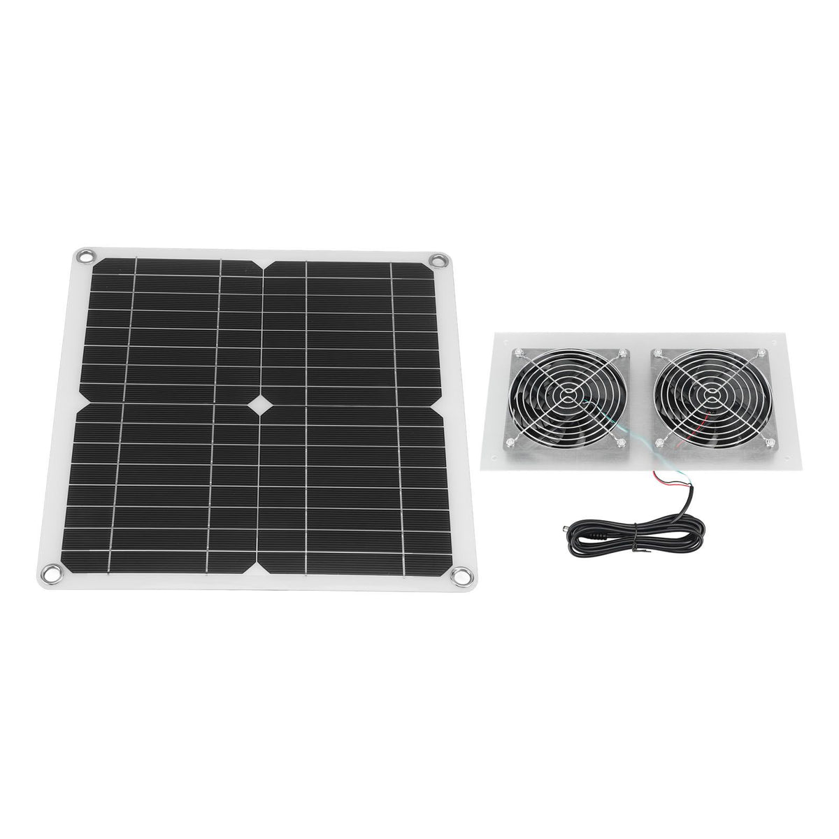 25W Solar Panel Fan Kit IPX65 Waterproof Low Noise Efficient Solar Powered Dual Fan for Chicken Coop Kennel Barn