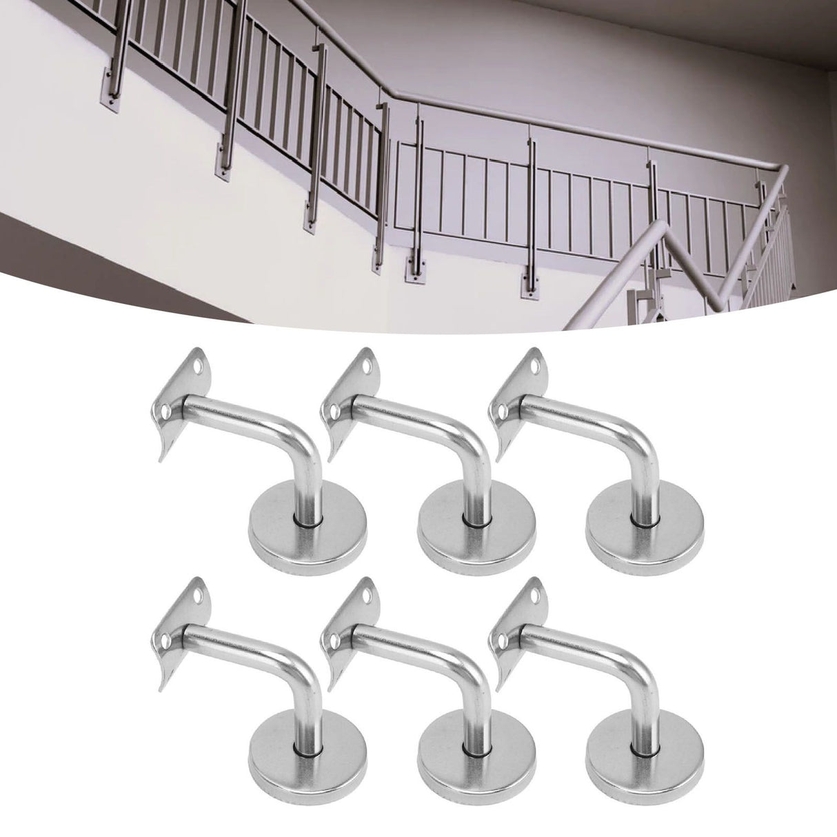 6 Pcs Wall Handrail Bracket 304 Stainless Steel Strong Bearing Stair Railing Support