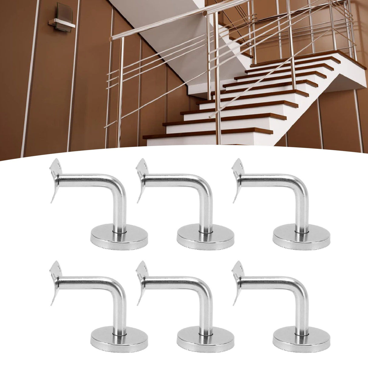 6 Pcs Wall Handrail Bracket 304 Stainless Steel Strong Bearing Stair Railing Support