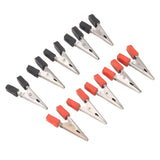 20 Pcs Crocodile Clip Red and Black 1cm Opening Electrical Test Clamp Stainless Steel Battery Cable Clips - Front View