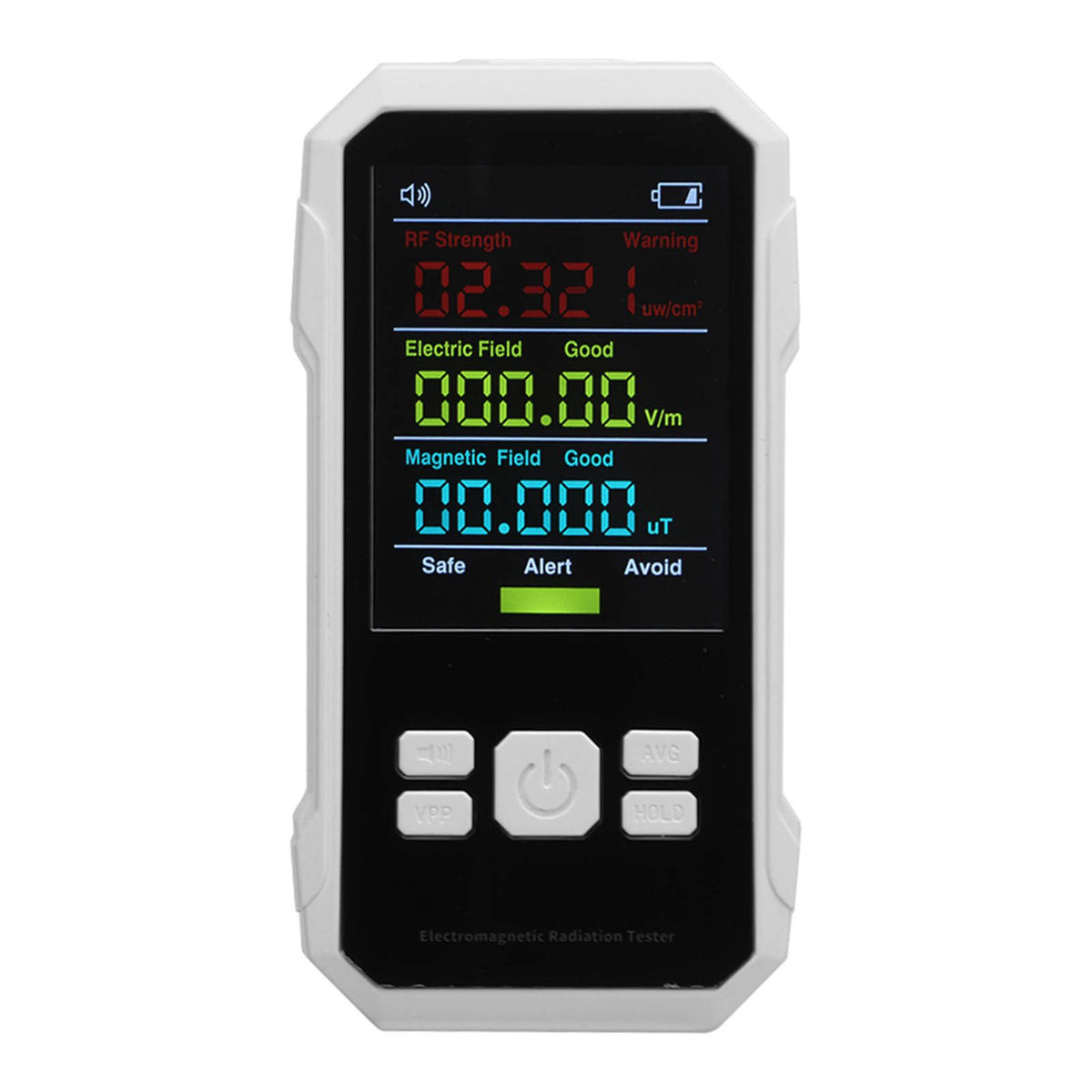 Radiation Detector RF Electric Magnetic Field Strength Detection Handheld Electromagnetic Radiation Meter White