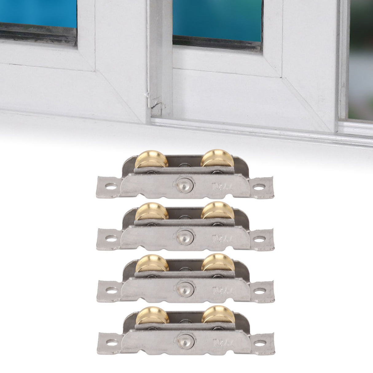 4PCS Sliding Patio Door Roller Assembly Stainless Steel Copper Ball Bearing Wheel Roller Assembly for Glass Door Concave Wheel