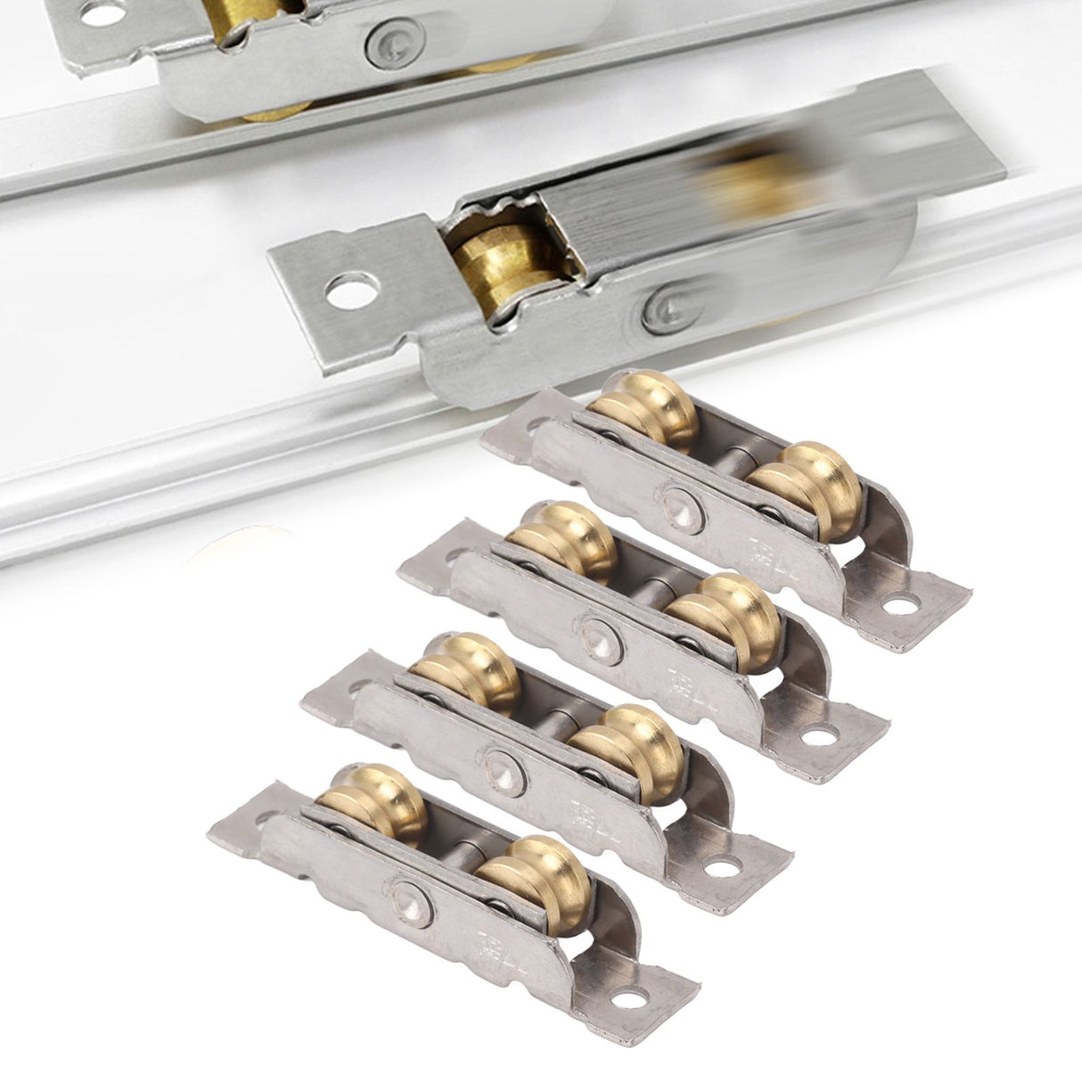 4PCS Sliding Patio Door Roller Assembly Stainless Steel Copper Ball Bearing Wheel Roller Assembly for Glass Door Concave Wheel