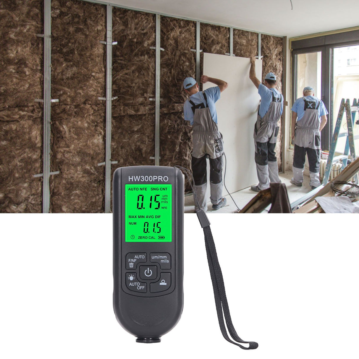 Coating Thickness Gauge High Accuracy Paint Depth Gauge Meter Antislip Thickness Meter Gauge Black