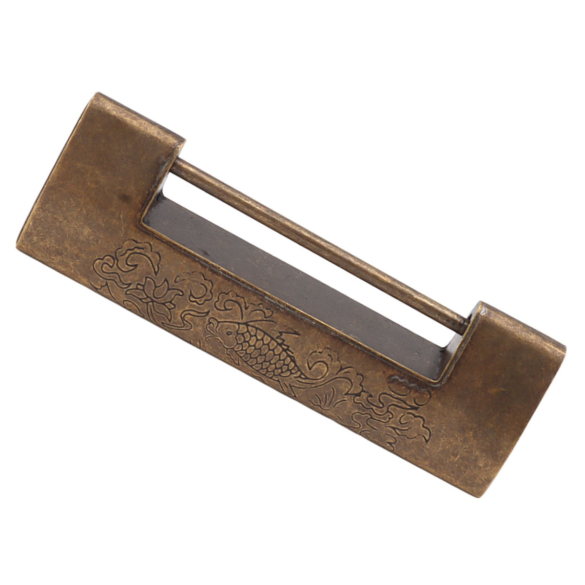 Antique Style Lock Spacing 5.9cm Auspicious Fish Lock Chinese Locks Small Brass Locks Antique Padlock Bronze Color