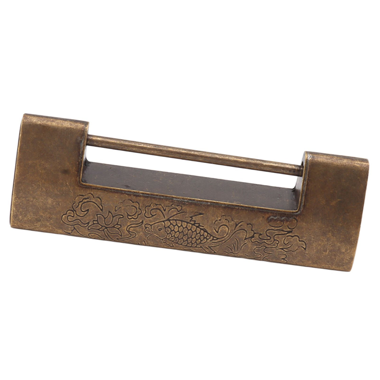 Antique Style Lock Spacing 5.9cm Auspicious Fish Lock Chinese Locks Small Brass Locks Antique Padlock Bronze Color