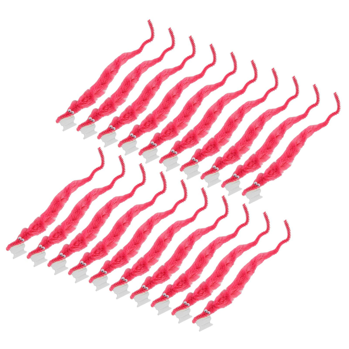 20 Pcs Furry Worm Soft Touch Plush Material Cute Style DIY Compact Portable Fuzzy Worms for Party Pink