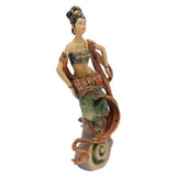 Resin Ancient Beauty Statue Chinese Style Classical Beautiful Women Figurine for Home Office Hotel Waist Drum - Front View