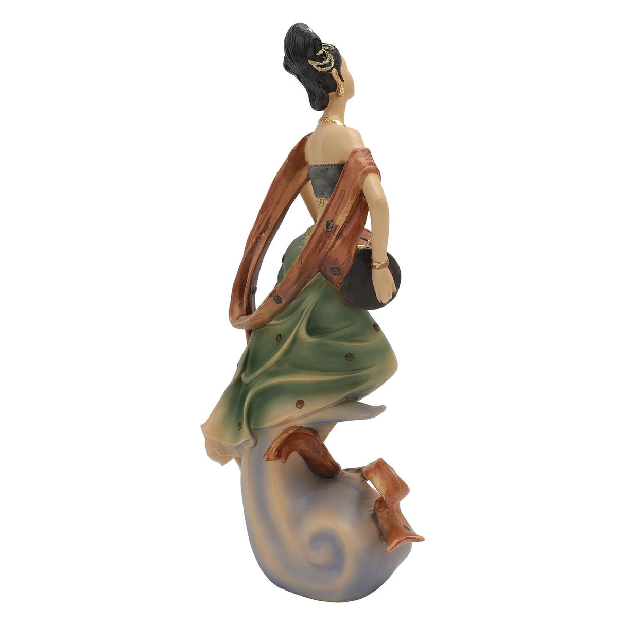 Resin Ancient Beauty Statue Chinese Style Classical Beautiful Women Figurine for Home Office Hotel Waist Drum
