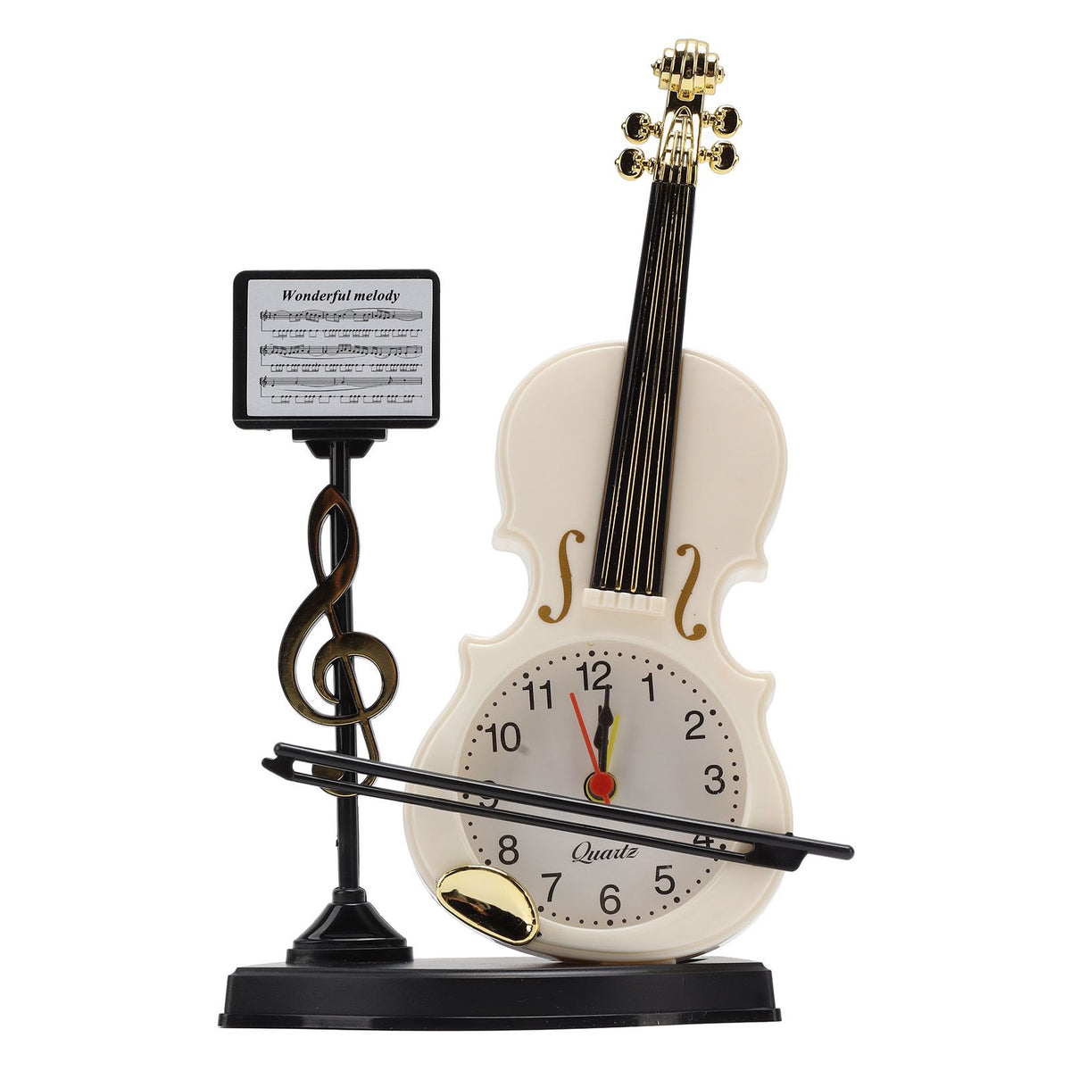 Violin Alarm Clock Unique Appearance Innovative Alarm Clock for Home Living Room Desktop Decoration Gifts 2165B(height 21CM)