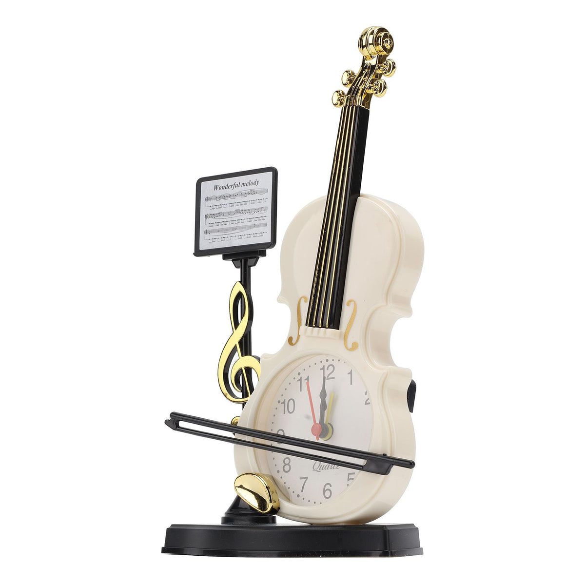 Violin Alarm Clock Unique Appearance Innovative Alarm Clock for Home Living Room Desktop Decoration Gifts 2165B(height 21CM)