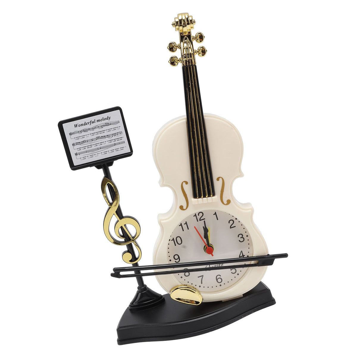 Violin Alarm Clock Unique Appearance Innovative Alarm Clock for Home Living Room Desktop Decoration Gifts 2165B(height 21CM)