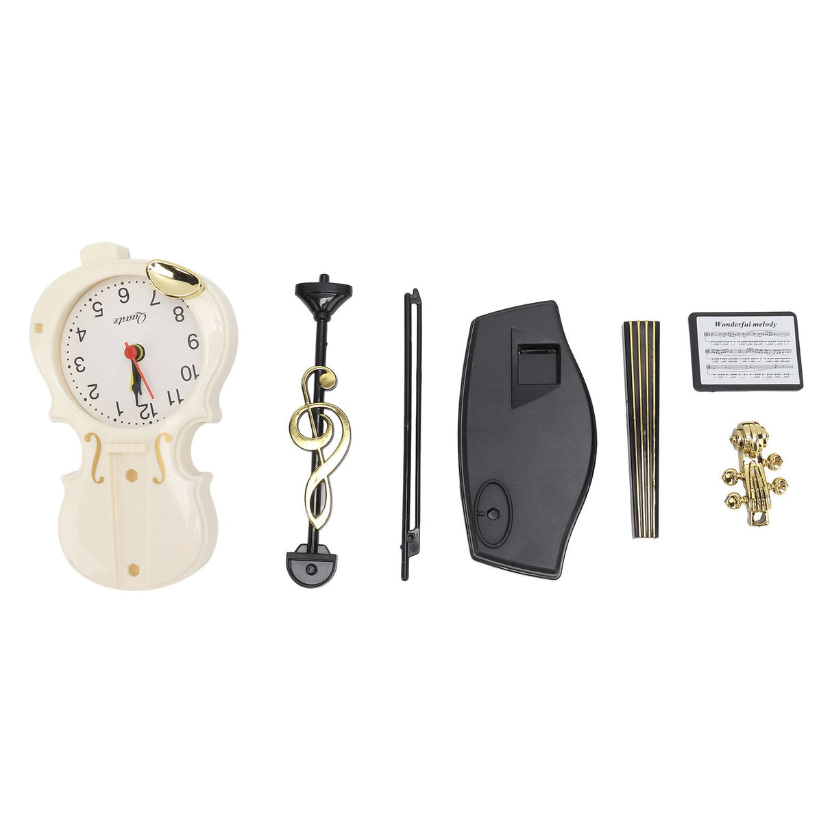 Violin Alarm Clock Unique Appearance Innovative Alarm Clock for Home Living Room Desktop Decoration Gifts 2165B(height 21CM)