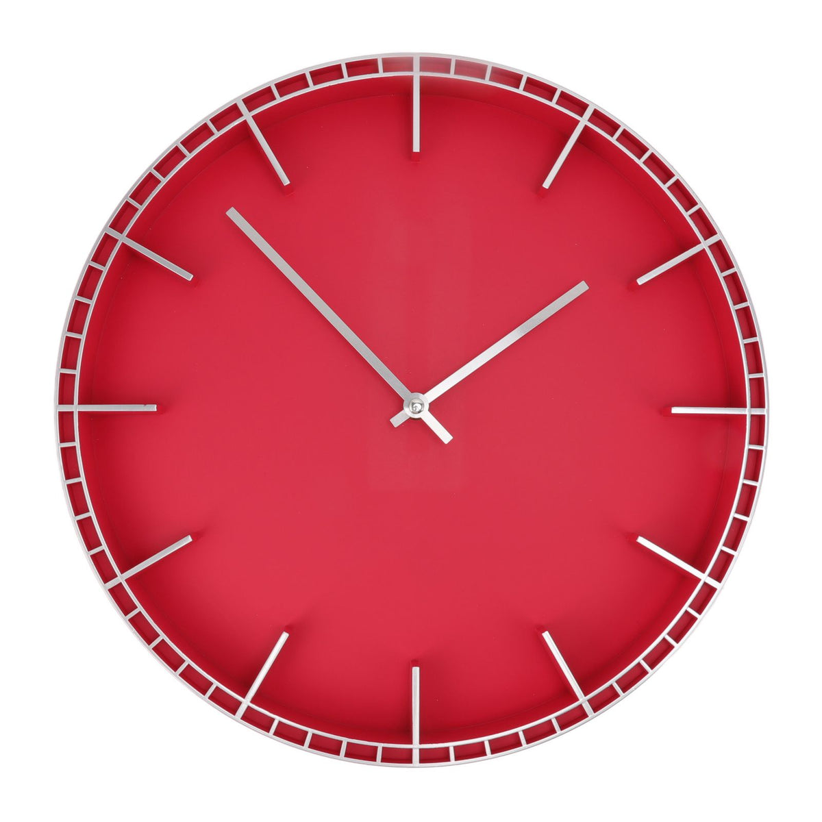 Wall Clock Silent Prevents Ticking Easy To Read Innovative Modern Round Wall Clock for Home Office Kitchen Bedroom 5686 Silver with Red (37.7x3cm / 14.8x1.2in)
