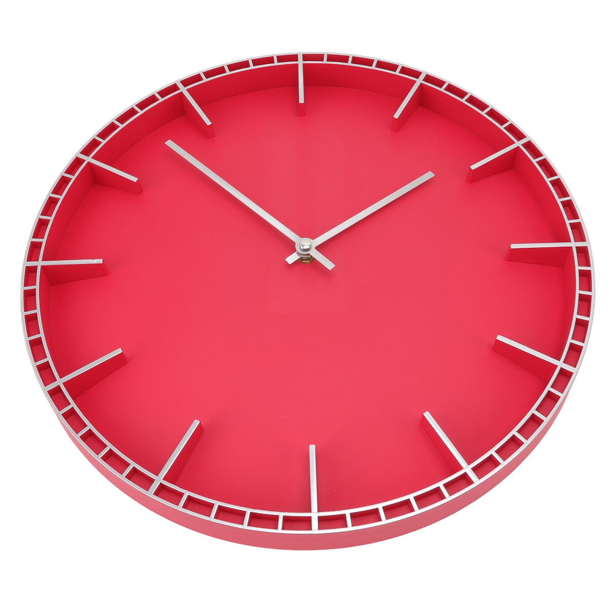 Wall Clock Silent Prevents Ticking Easy To Read Innovative Modern Round Wall Clock for Home Office Kitchen Bedroom 5686 Silver with Red (37.7x3cm / 14.8x1.2in)