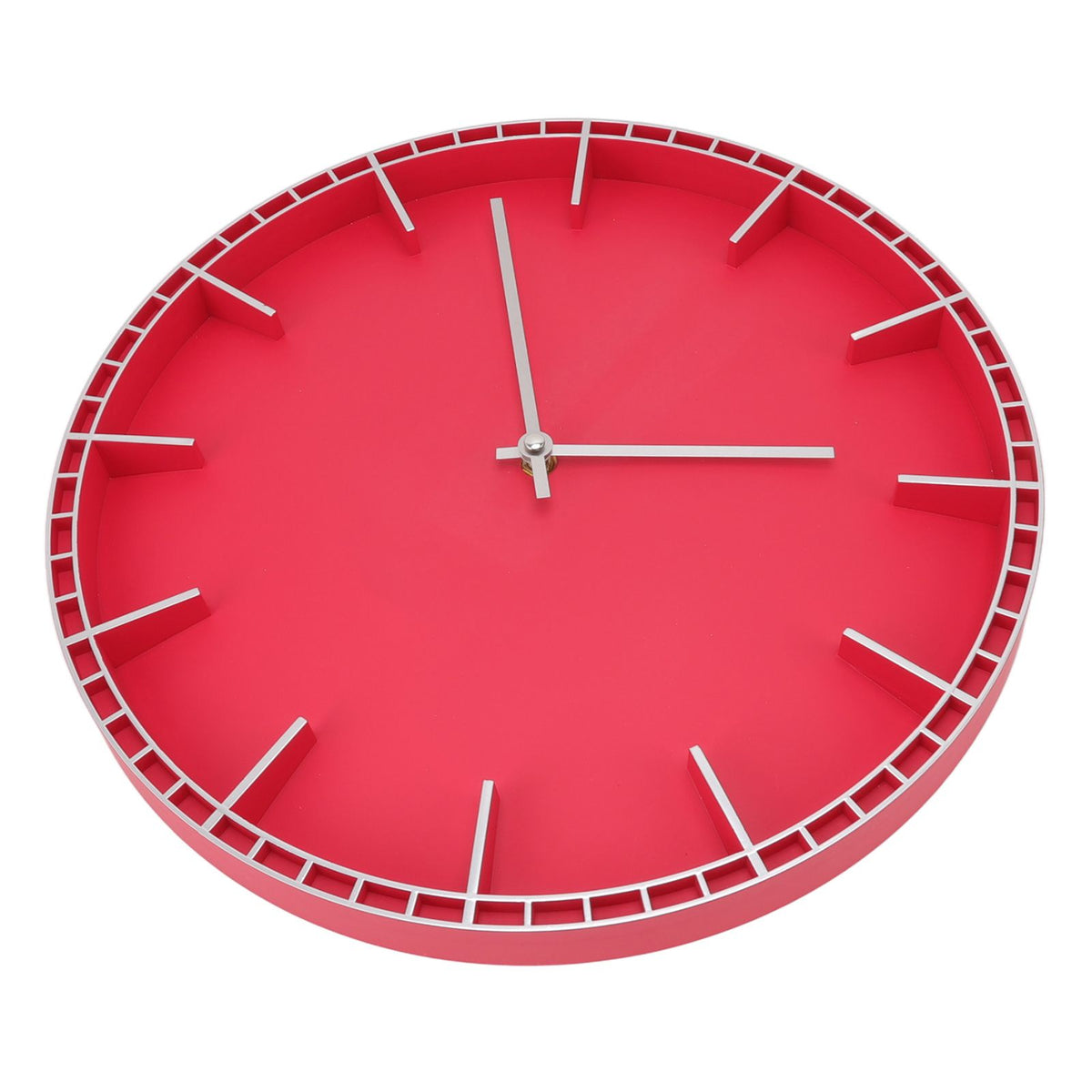 Wall Clock Silent Prevents Ticking Easy To Read Innovative Modern Round Wall Clock for Home Office Kitchen Bedroom 5686 Silver with Red (37.7x3cm / 14.8x1.2in)