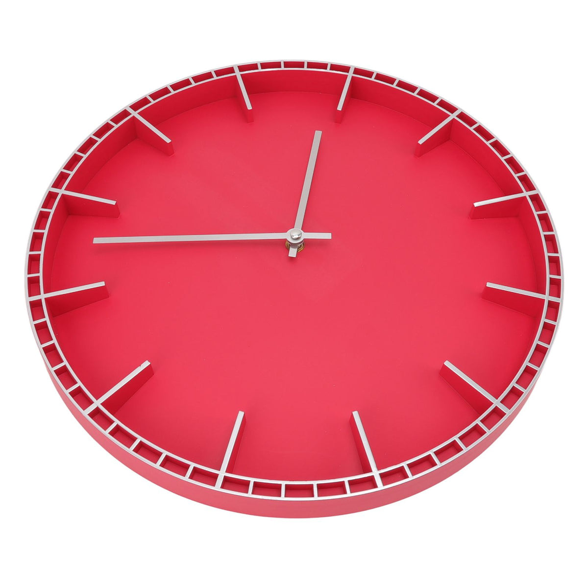 Wall Clock Silent Prevents Ticking Easy To Read Innovative Modern Round Wall Clock for Home Office Kitchen Bedroom 5686 Silver with Red (37.7x3cm / 14.8x1.2in)