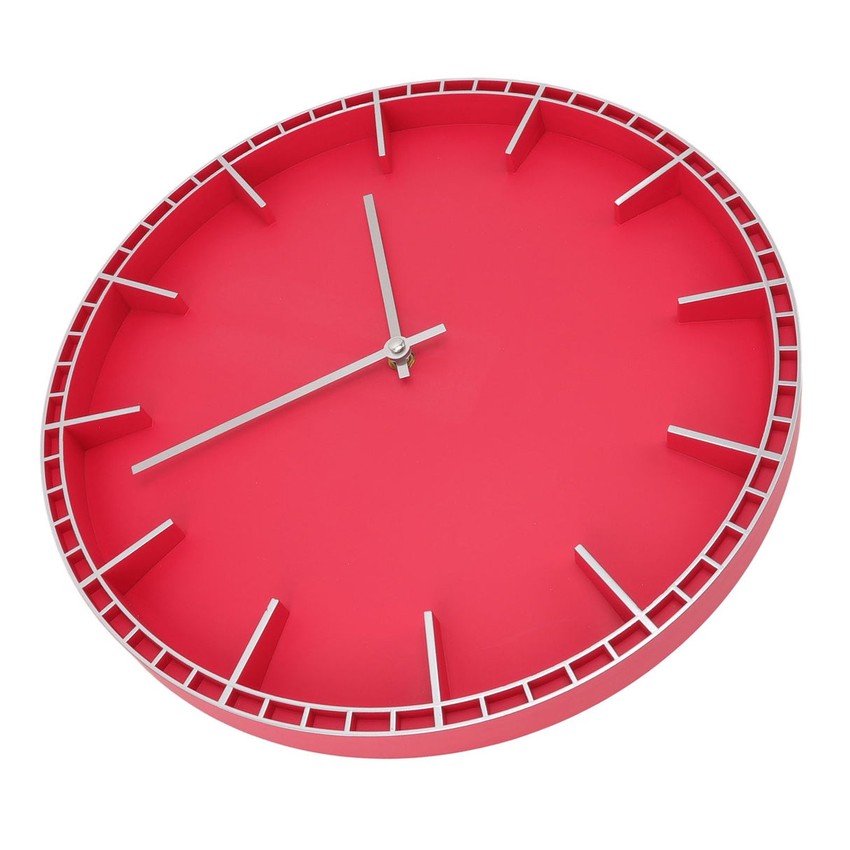 Wall Clock Silent Prevents Ticking Easy To Read Innovative Modern Round Wall Clock for Home Office Kitchen Bedroom 5686 Silver with Red (37.7x3cm / 14.8x1.2in)