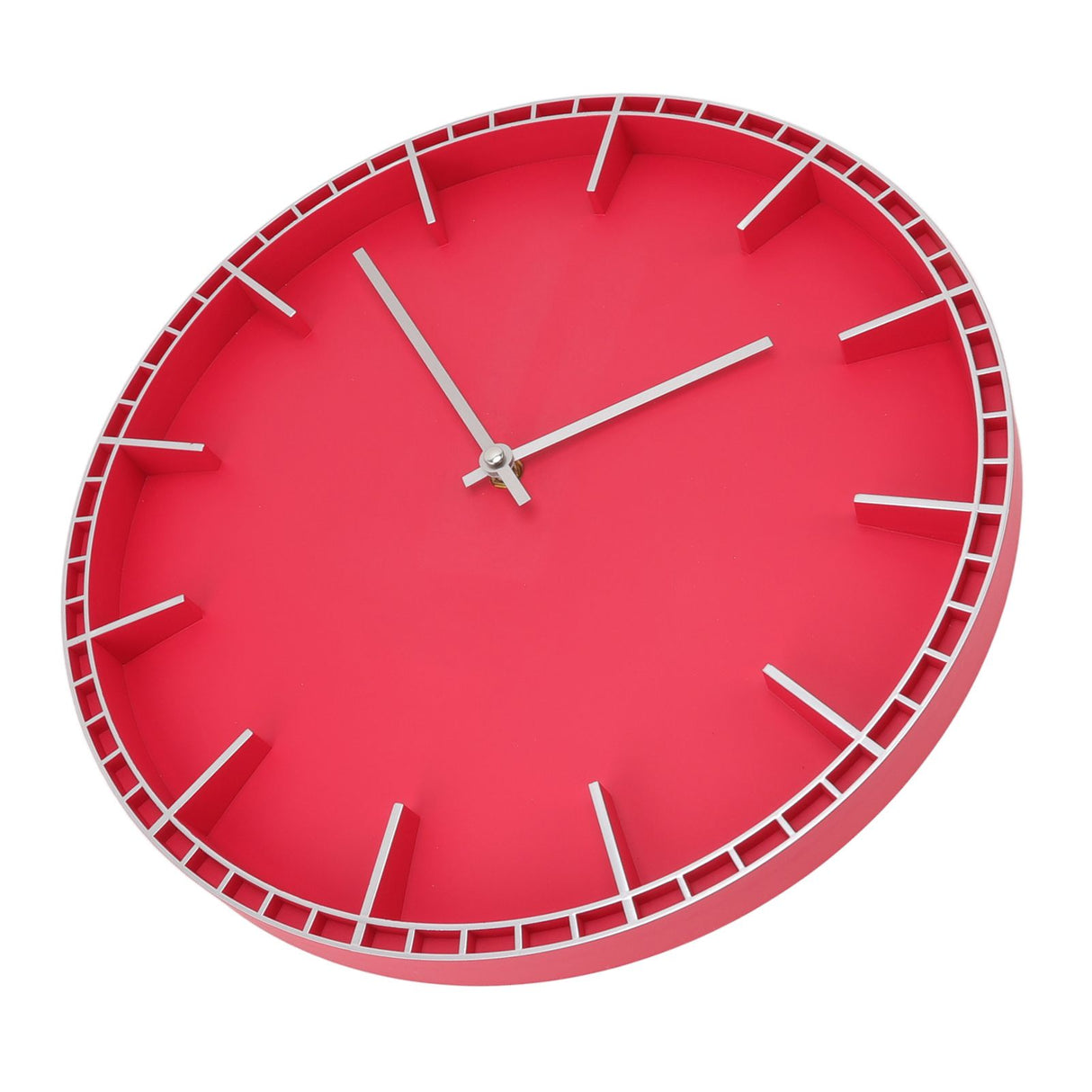 Wall Clock Silent Prevents Ticking Easy To Read Innovative Modern Round Wall Clock for Home Office Kitchen Bedroom 5686 Silver with Red (37.7x3cm / 14.8x1.2in)