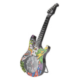 Guitar Wall Clock Simulation Time Accurate Guitar Clock Wall Decor for Home Dormitory Bedroom 5680CC Guitar with Stand - Side View