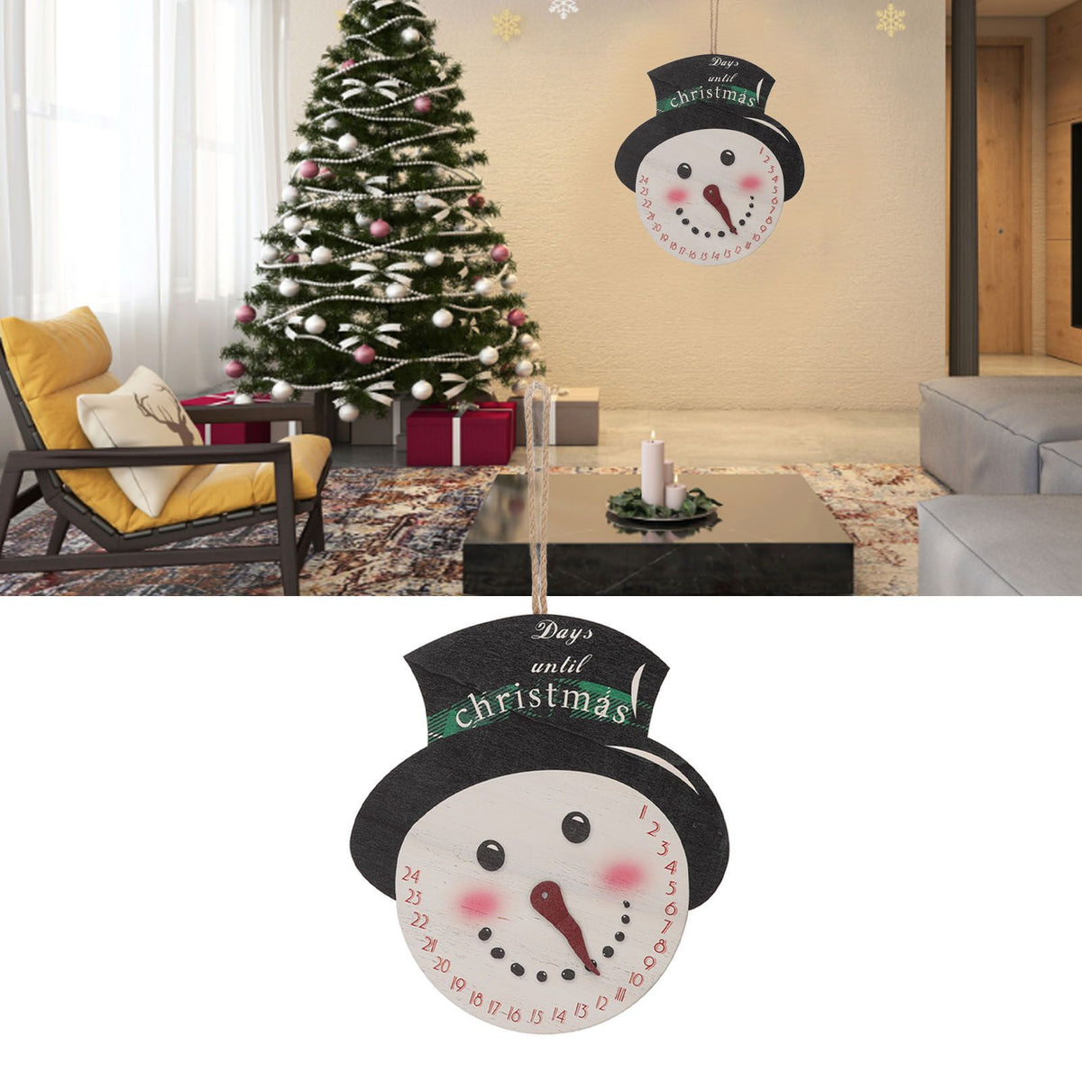 Christmas Day Sign Puppet Man Style 4mm Thickness Lightweight Easy Hanging Poplar Wood Welcome Door Decoration