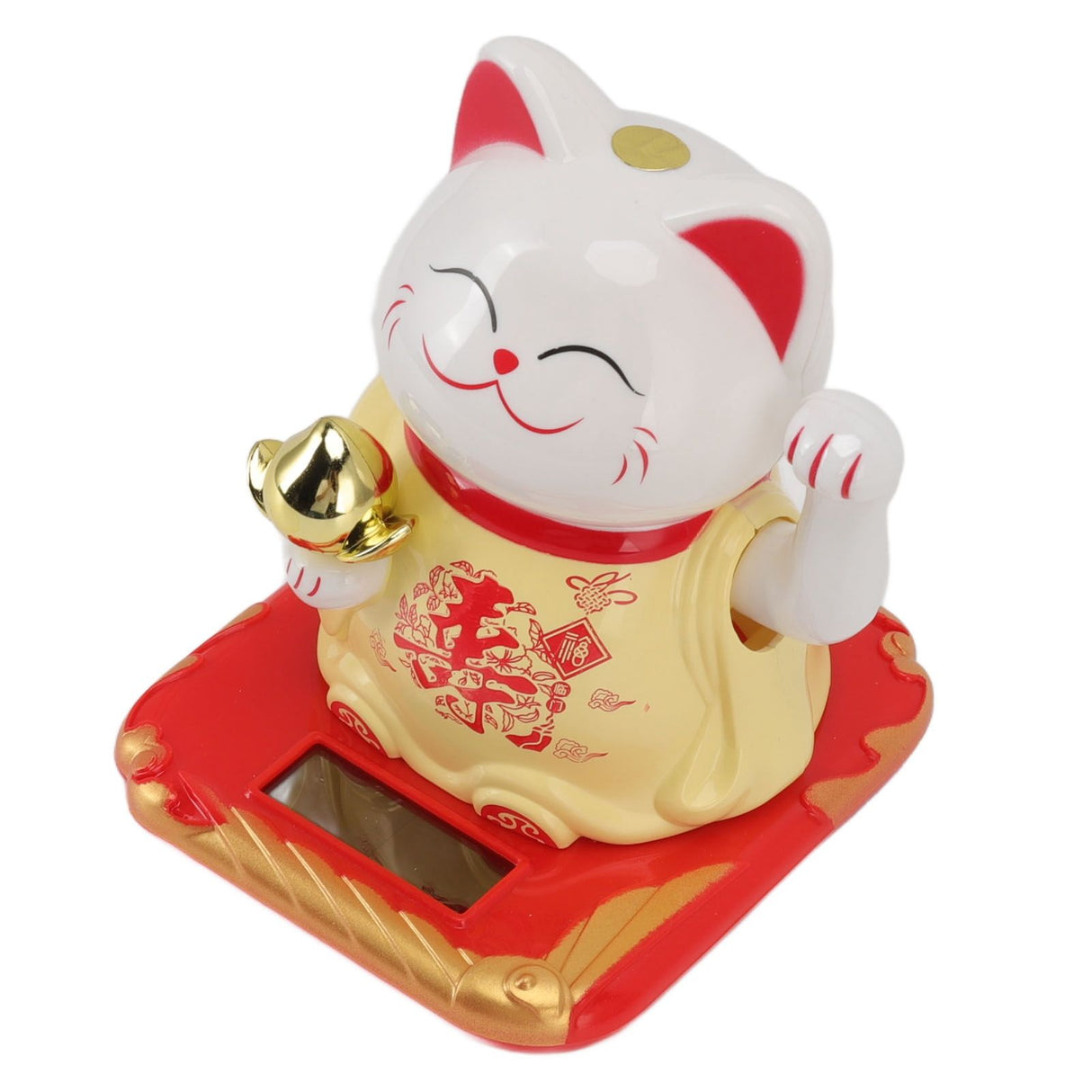 Lucky Waving Cat Light Induction Plastic Chinese Welcome Cat Ornament for Home Cars Yellow