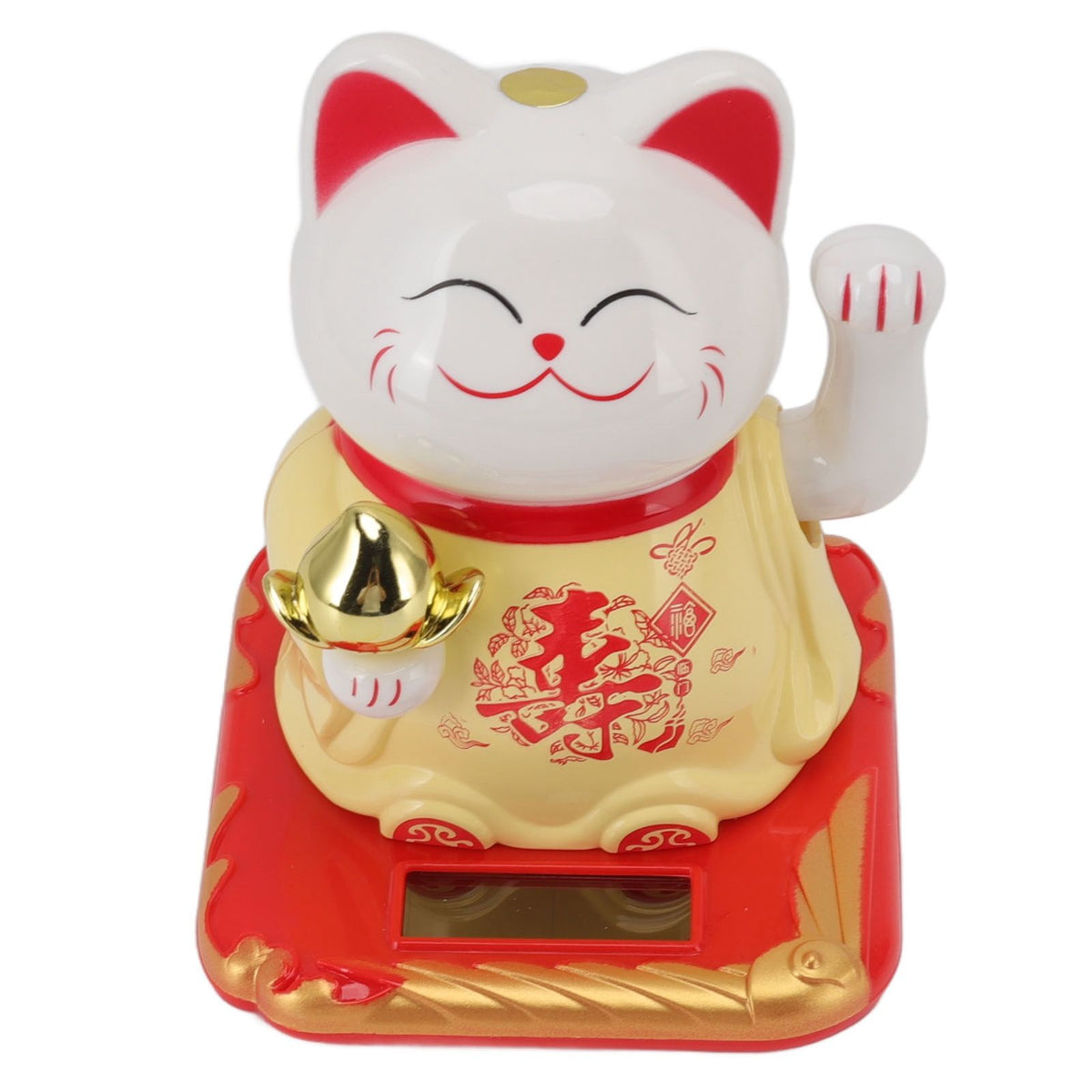 Lucky Waving Cat Light Induction Plastic Chinese Welcome Cat Ornament for Home Cars Yellow