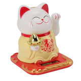 Lucky Waving Cat Light Induction Plastic Chinese Welcome Cat Ornament for Home Cars Yellow - Top-Down View
