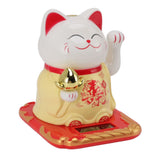 Lucky Waving Cat Light Induction Plastic Chinese Welcome Cat Ornament for Home Cars Yellow