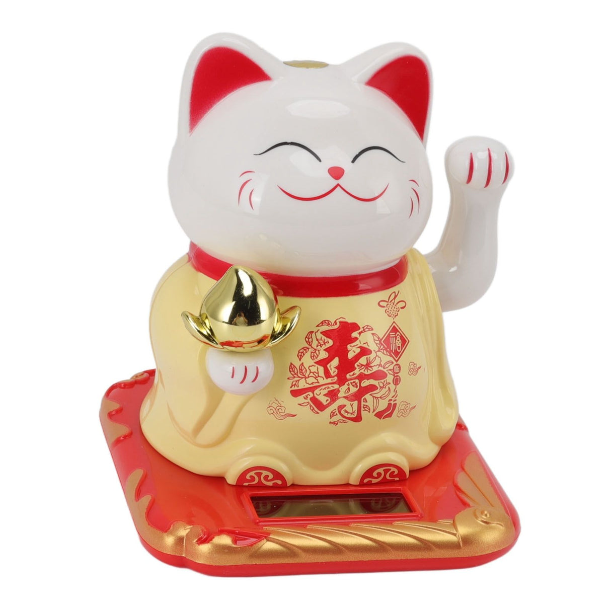 Lucky Waving Cat Light Induction Plastic Chinese Welcome Cat Ornament for Home Cars Yellow