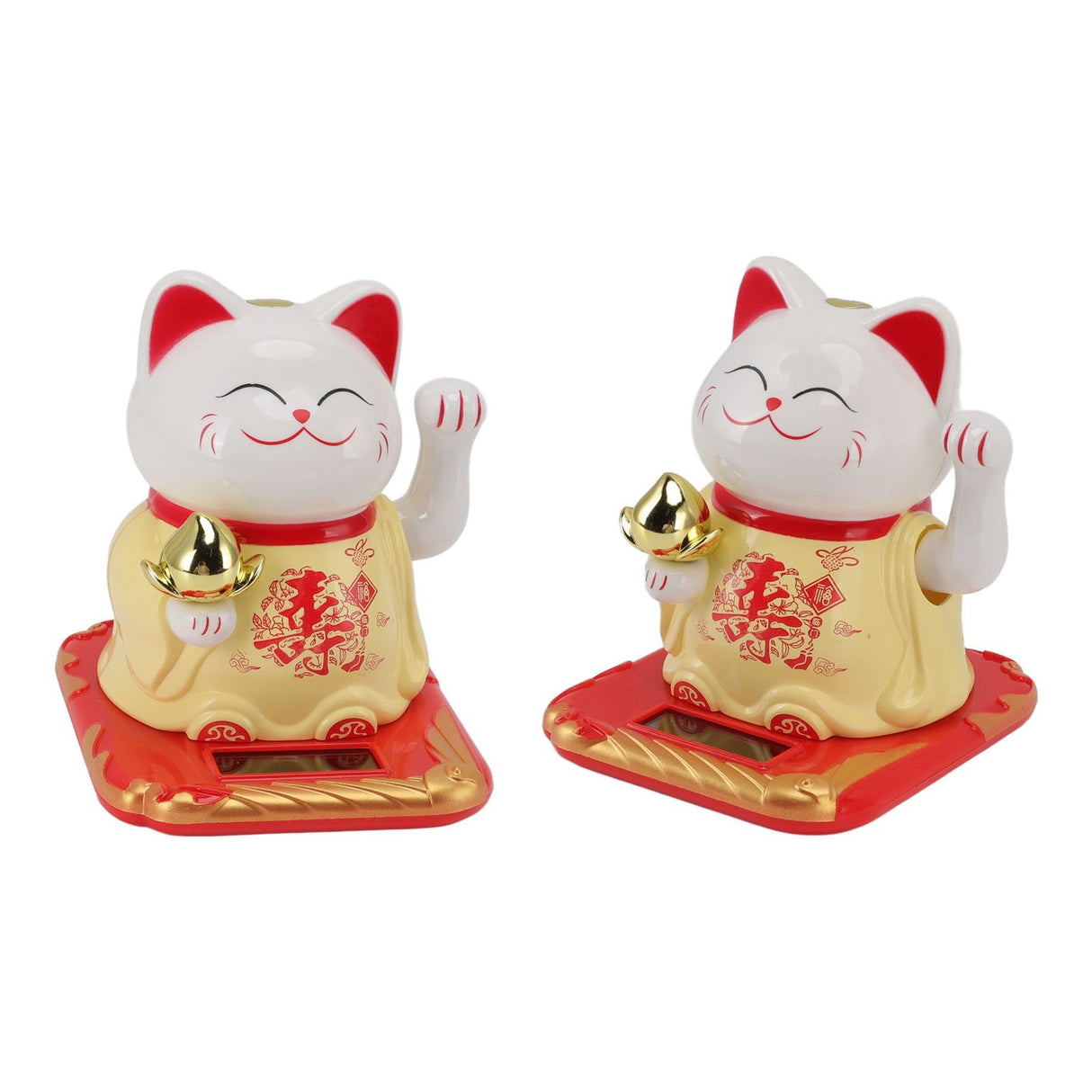 Lucky Waving Cat Light Induction Plastic Chinese Welcome Cat Ornament for Home Cars Yellow