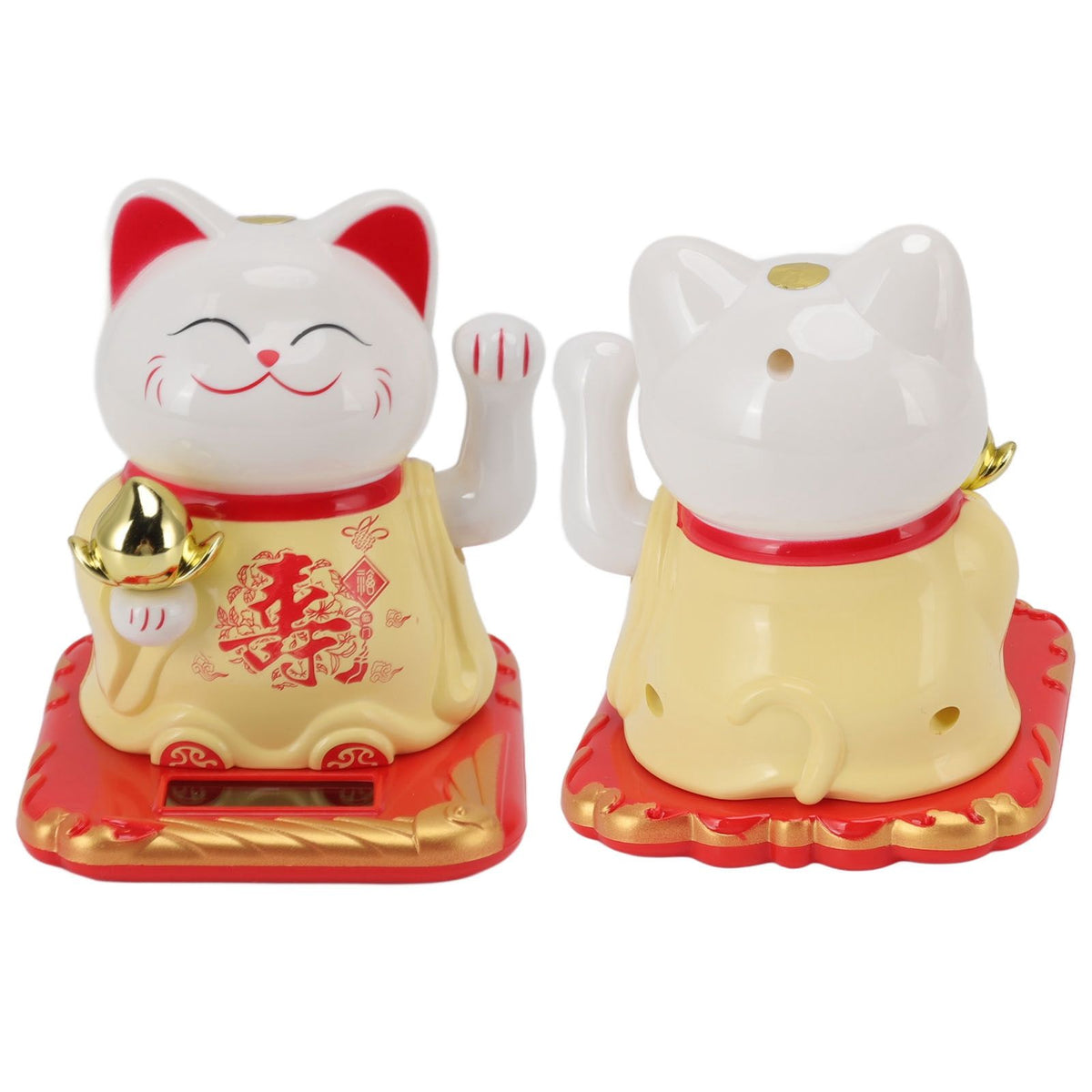 Lucky Waving Cat Light Induction Plastic Chinese Welcome Cat Ornament for Home Cars Yellow