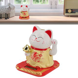 Lucky Waving Cat Light Induction Plastic Chinese Welcome Cat Ornament for Home Cars Yellow - Extra Image