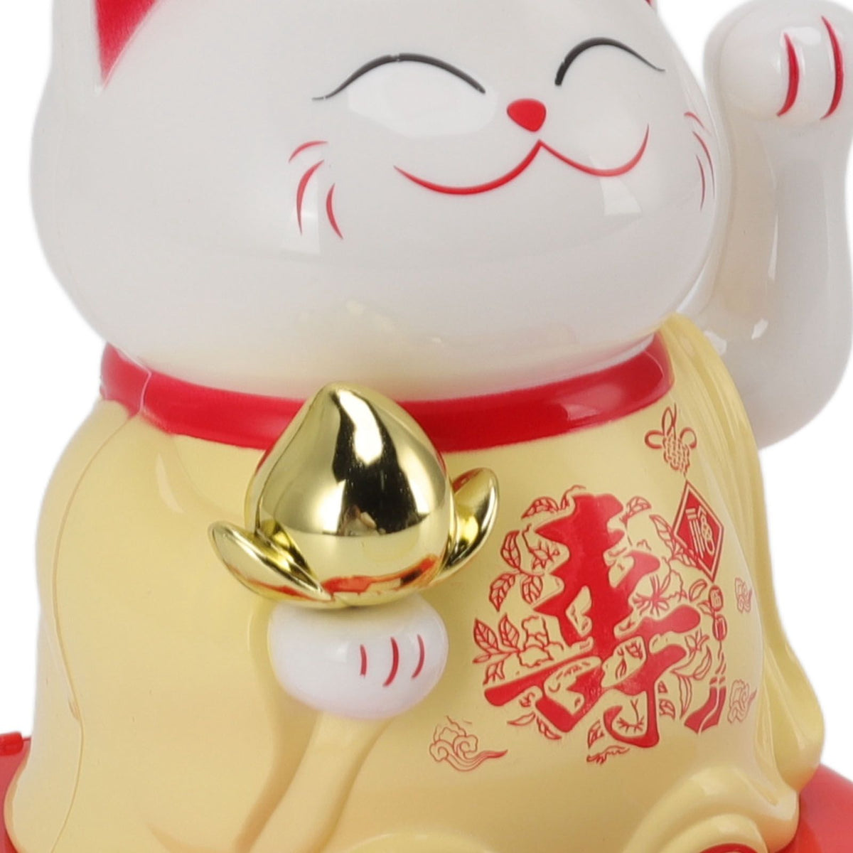 Lucky Waving Cat Light Induction Plastic Chinese Welcome Cat Ornament for Home Cars Yellow