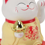 Lucky Waving Cat Light Induction Plastic Chinese Welcome Cat Ornament for Home Cars Yellow