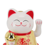 Lucky Waving Cat Light Induction Plastic Chinese Welcome Cat Ornament for Home Cars Yellow