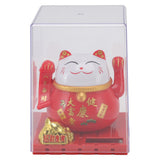 Solar Powered Waving Red Fat Cat Good Luck Wealth Welcoming Lucky Fortune Cat Home Room Office Desktop Decoration Large Size