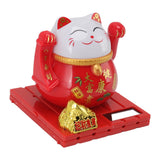 Solar Powered Waving Red Fat Cat Good Luck Wealth Welcoming Lucky Fortune Cat Home Room Office Desktop Decoration Large Size