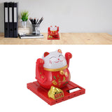 Solar Powered Waving Red Fat Cat Good Luck Wealth Welcoming Lucky Fortune Cat Home Room Office Desktop Decoration Large Size - Extra Image