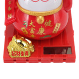 Solar Powered Waving Red Fat Cat Good Luck Wealth Welcoming Lucky Fortune Cat Home Room Office Desktop Decoration Large Size - Extra Image