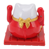 Solar Powered Waving Red Fat Cat Good Luck Wealth Welcoming Lucky Fortune Cat Home Room Office Desktop Decoration Large Size