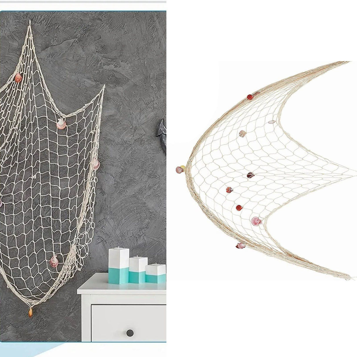 Nautical Decorative Fishing Net Cotton Hand Weaving Mediterranean Style Fishing Net for Party Home Photography Props