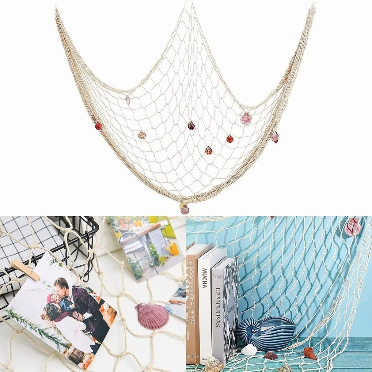 Nautical Decorative Fishing Net Cotton Hand Weaving Mediterranean Style Fishing Net for Party Home Photography Props