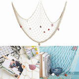 Nautical Decorative Fishing Net Cotton Hand Weaving Mediterranean Style Fishing Net for Party Home Photography Props - Rear View