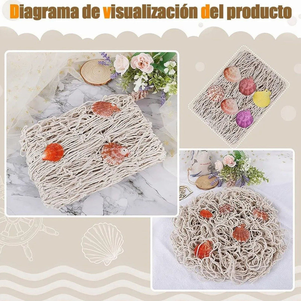 Nautical Decorative Fishing Net Cotton Hand Weaving Mediterranean Style Fishing Net for Party Home Photography Props