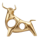 Golden Bull Sculpture Resin Hollow Lucky FengShui Bull Statue Crafts Figurine for Office Home Desktop Decorations