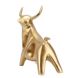 Golden Bull Sculpture Resin Hollow Lucky FengShui Bull Statue Crafts Figurine for Office Home Desktop Decorations
